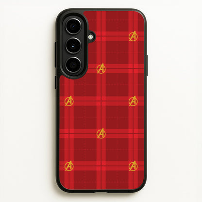 Superhero Team Red Tartan Pattern Galaxy A56 Case