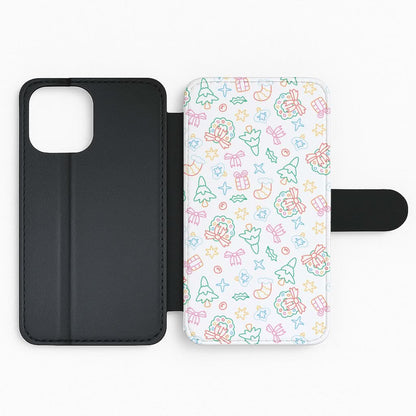 Neon Christmas Icons Pattern II Flip Phone Case