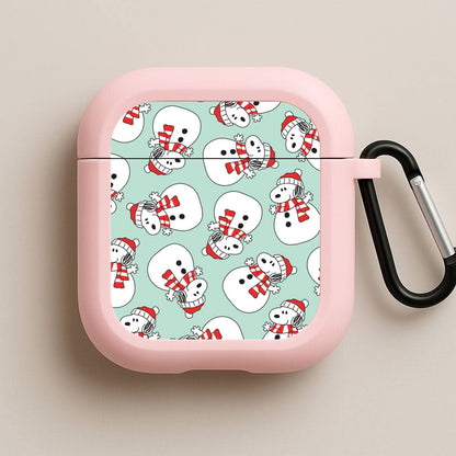 Cartoon Beagle Snowman Pattern Pink AirPods Case