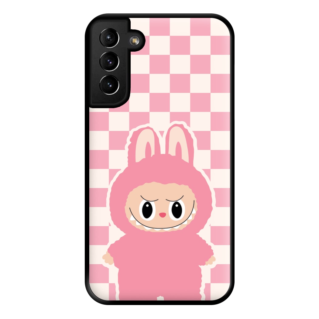 Checkered Cute Pink Monster  Galaxy S21 Plus Case
