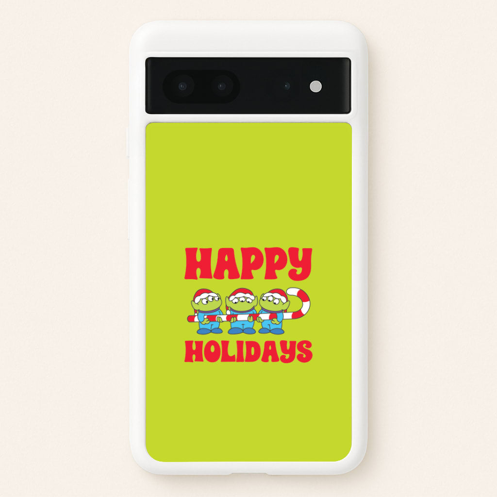 Happy Holidays Cute Green Aliens Google Pixel 7 Case