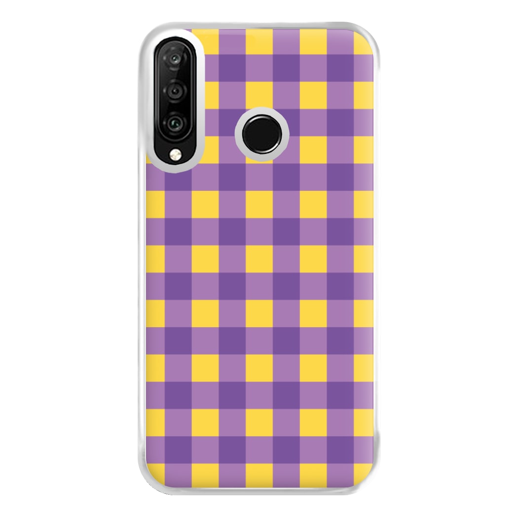 Purple And Yellow Checkered Pattern Huawei P30 Lite Case