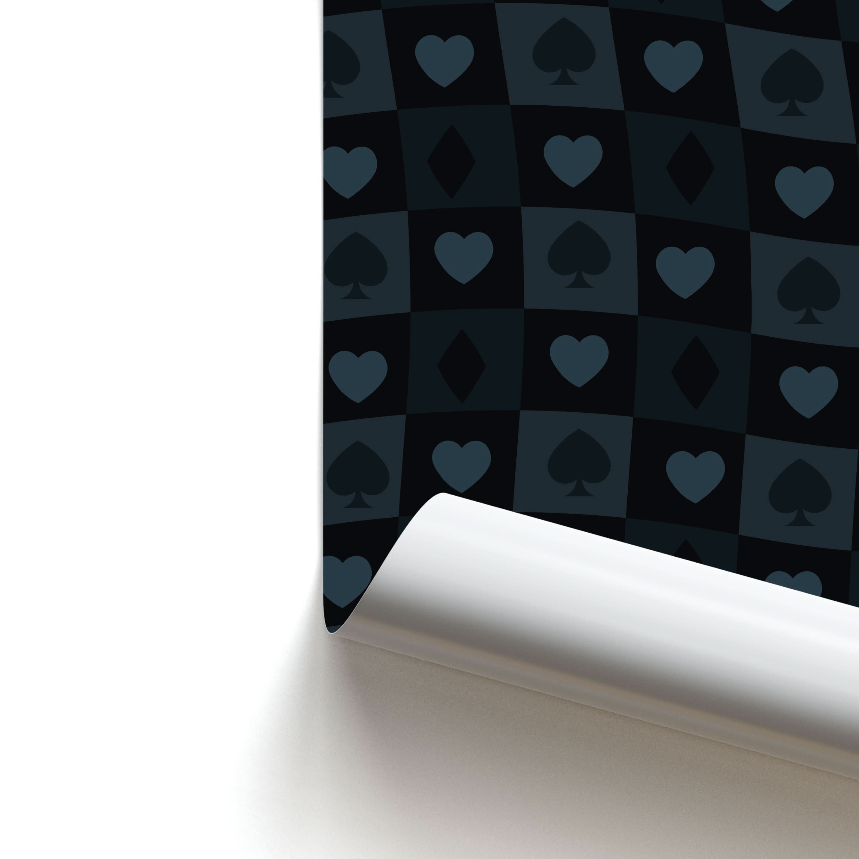 Card Suits Pattern Black Poster