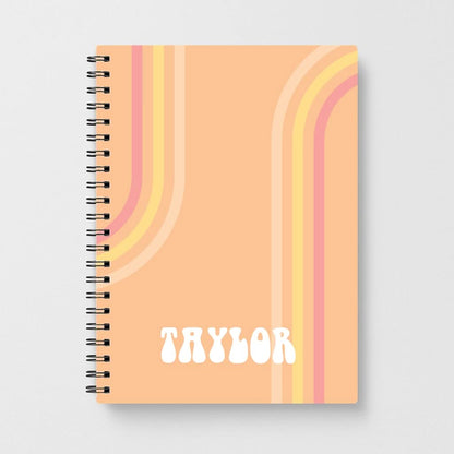 Retro Orange Personalised Name Notebook