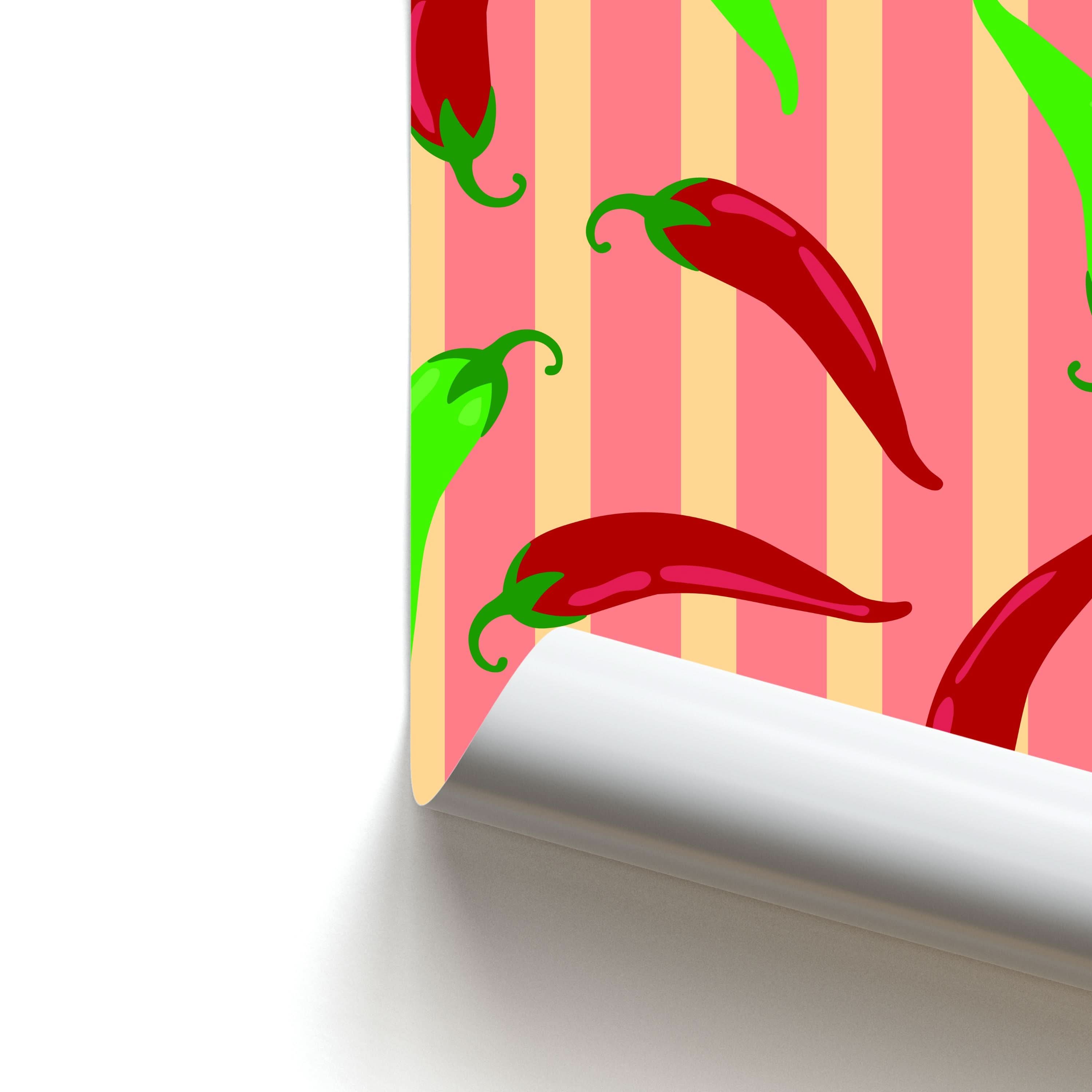 Chilis With Stripes Pattern Poster