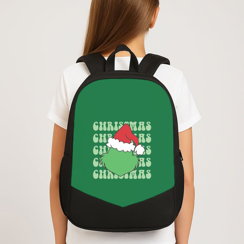 Green Creature Christmas School Bag
