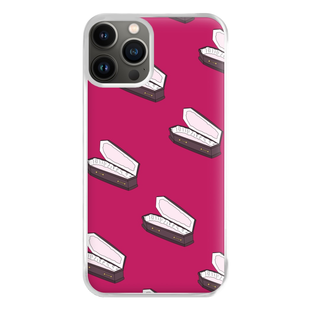 Bright Pink Coffin Pattern iPhone 13 Pro Max Case