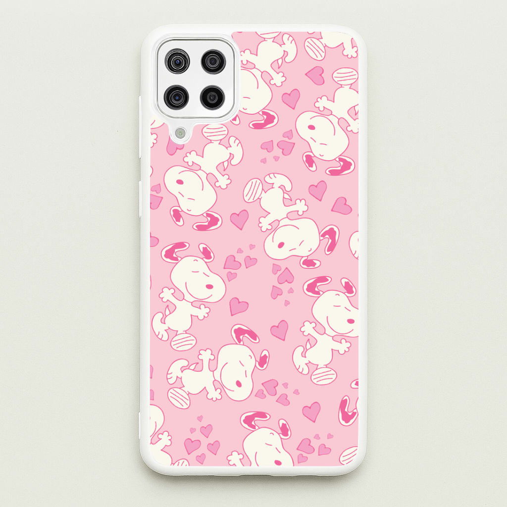Cartoon Beagle Valentine Hearts Pattern Galaxy A12 Case