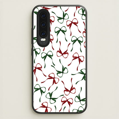 Red And Green Coquette Christmas Bows Pattern Huawei P30 Case