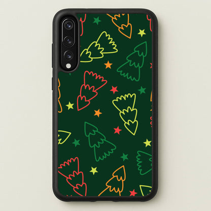 Colourful Christmas Tree Outlines Pattern Huawei P20 Pro Case