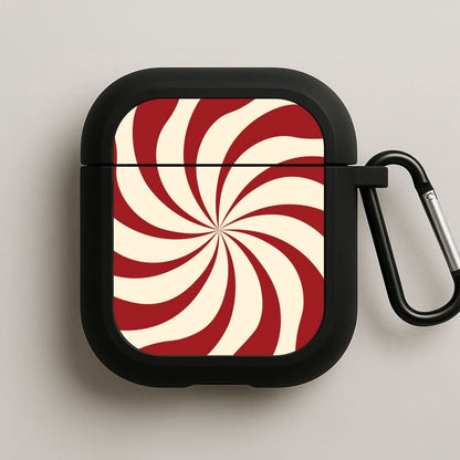 Peppermint Swirl Pattern Black AirPods Case