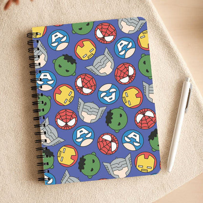 Cute Chibi Heroes Pattern Blue Notepad