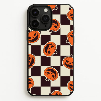 Pumpkin Stickers Checkered Pattern iPhone 11 Pro Max Case