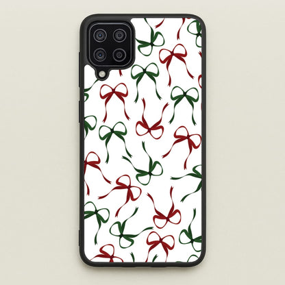 Red And Green Coquette Christmas Bows Pattern Galaxy A12 Case