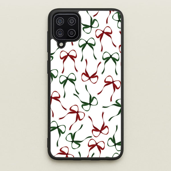 Red And Green Coquette Christmas Bows Pattern Galaxy A12 Case