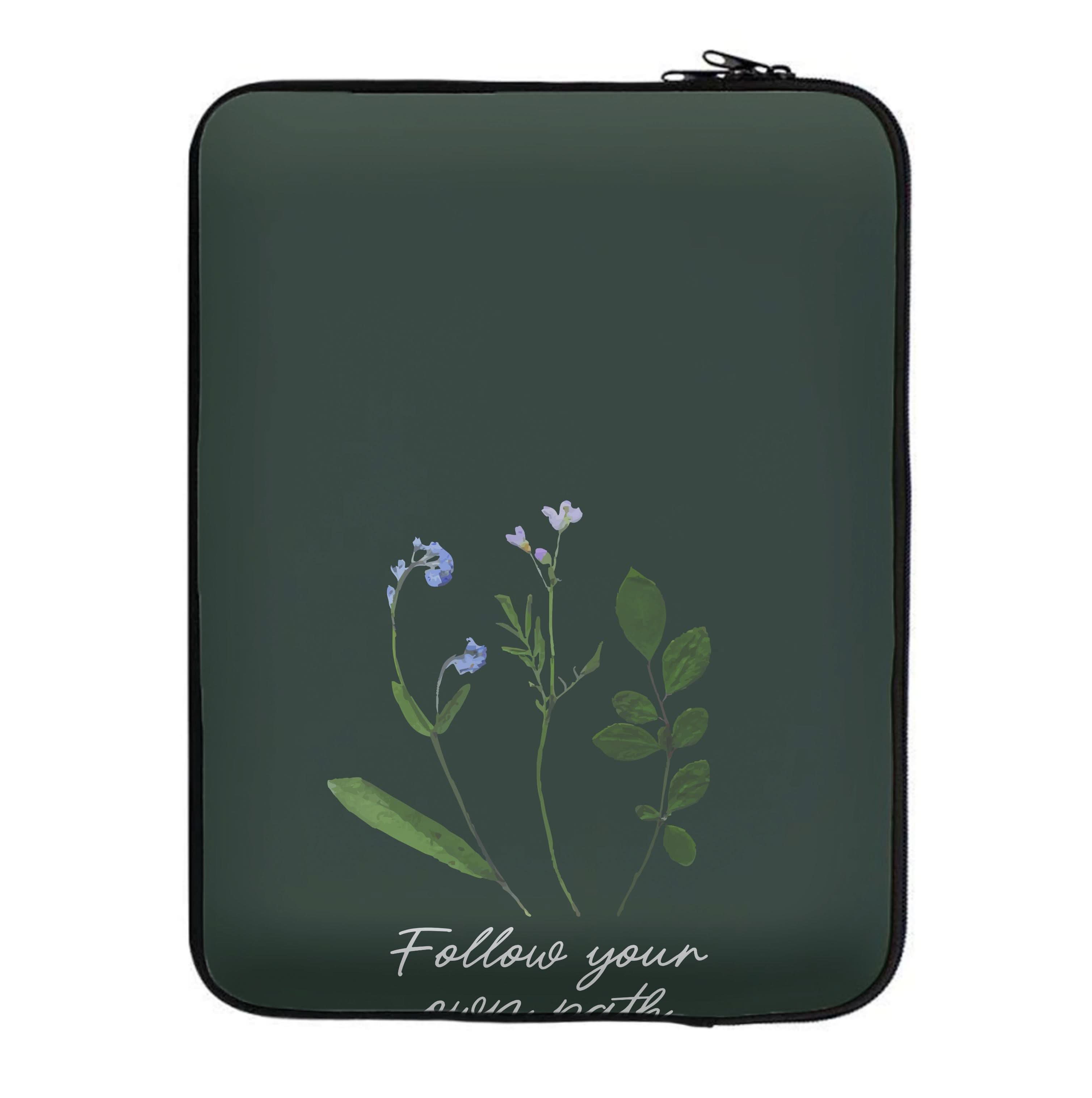 Follow Your Own Path Dark Green Laptop Sleeve