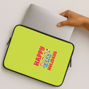 Happy Holidays Cute Green Aliens Laptop Sleeve 2