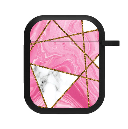 Pink Marble And Gold Collage AirPods Case