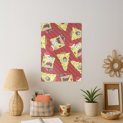 Christmas Cartoon Sponge Stripes Pattern Art Print