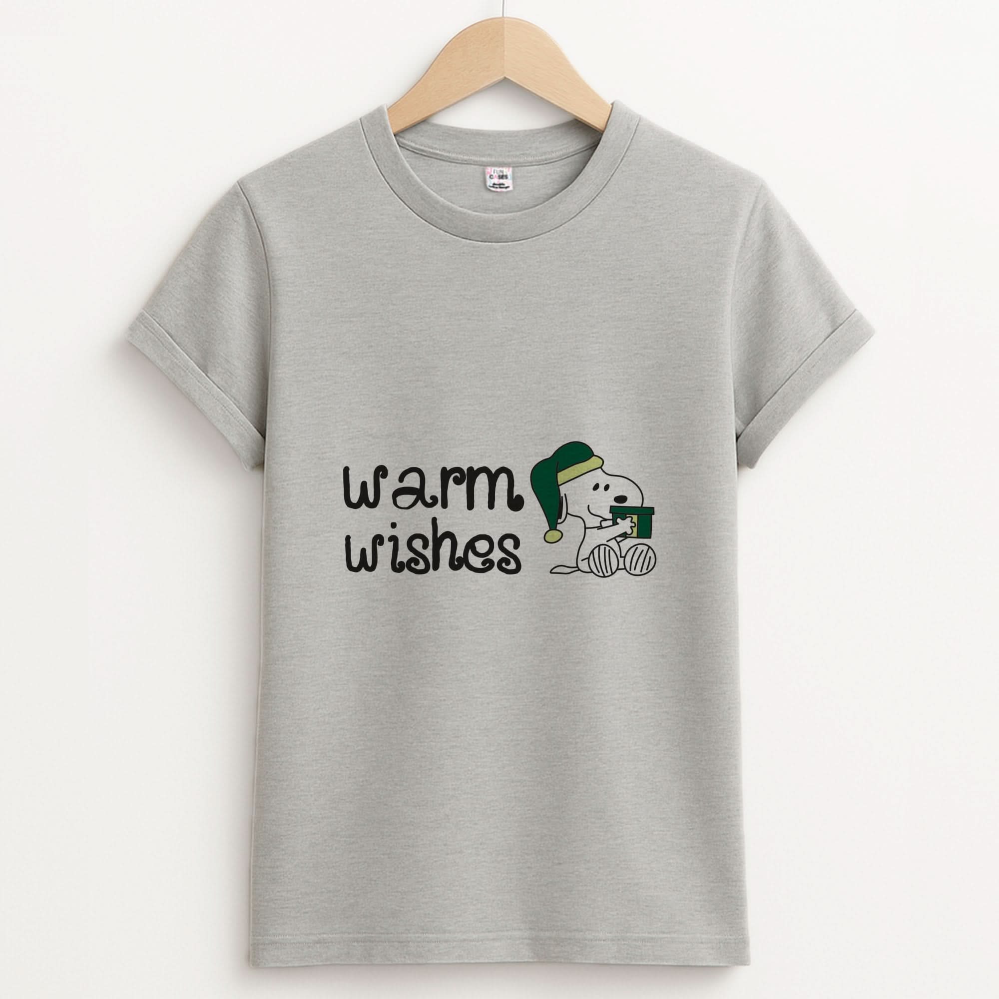 Cartoon Beagle Warm Wishes Unisex Grey T-Shirt