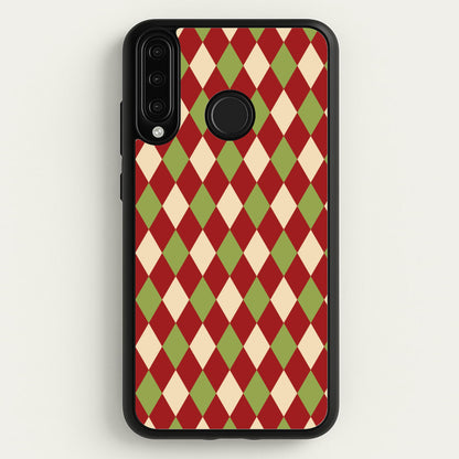 Red And Green Argyle Christmas Pattern Huawei P30 Lite Case