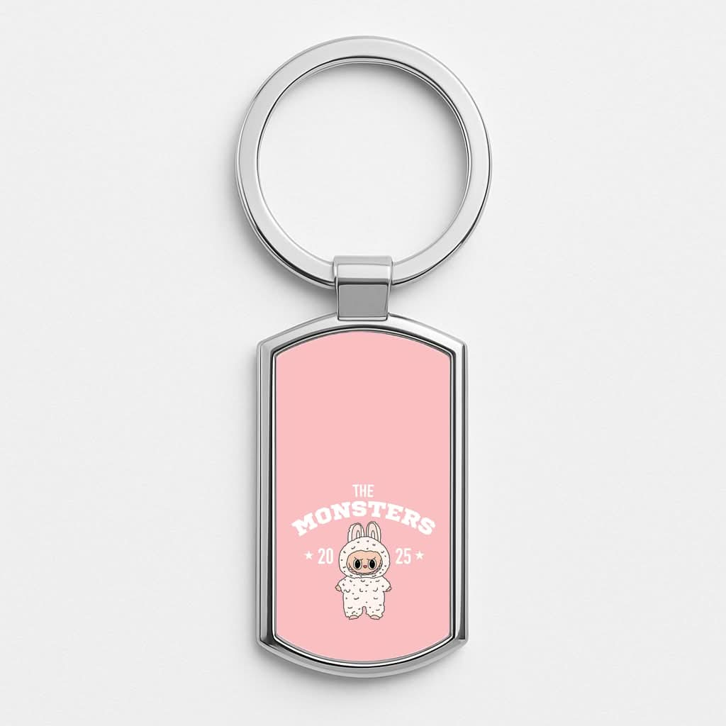 Cute Monster 2025 Pink Silver Metal Keyring