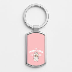 Cute Monster 2025 Pink Silver Metal Keyring