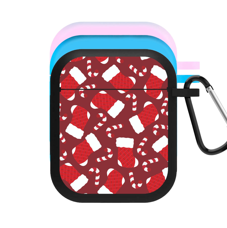 Red Stocking Pattern AirPods Case