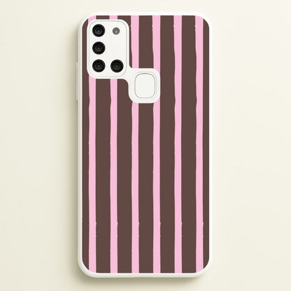 Chocolate & Strawberry Stripes Galaxy A21s Case