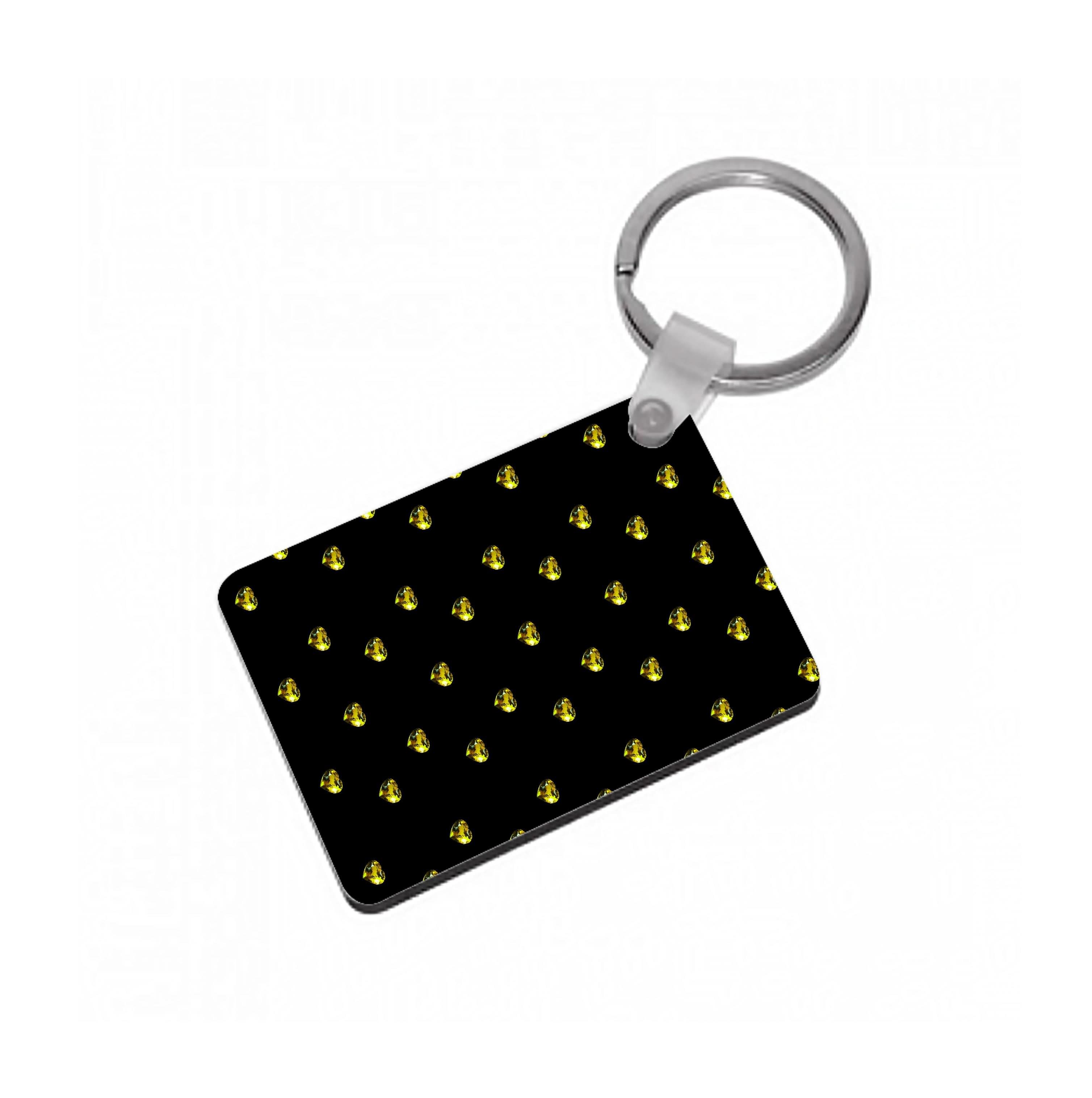 Gold Gem Hearts Pattern Keyring