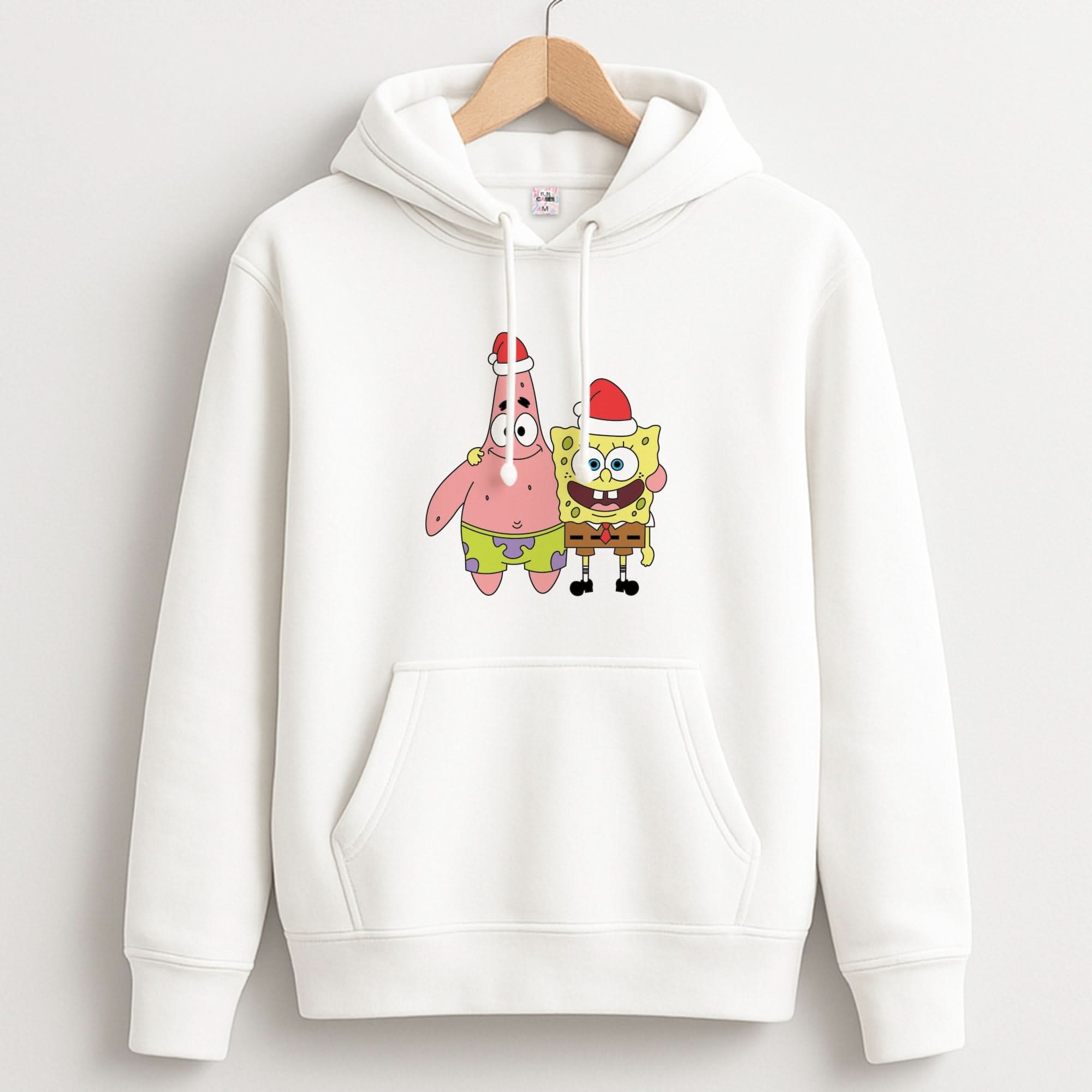 Cartoon Sponge And Starfish Christmas Hats Unisex Hoodie