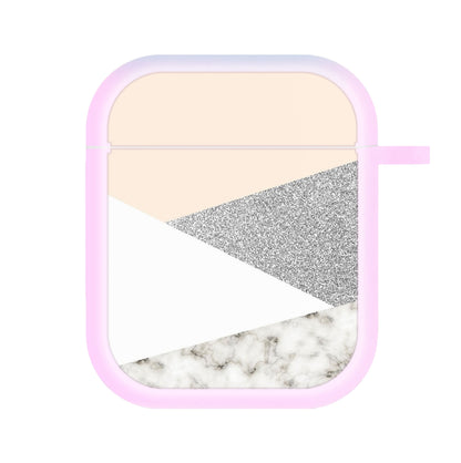 Abstract Marble and Silver Pattern AirPods Case