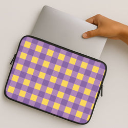 Purple And Yellow Checkered Pattern MacBook Cover