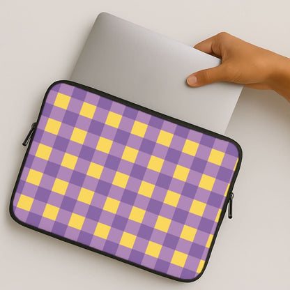 Purple And Yellow Checkered Pattern MacBook Cover