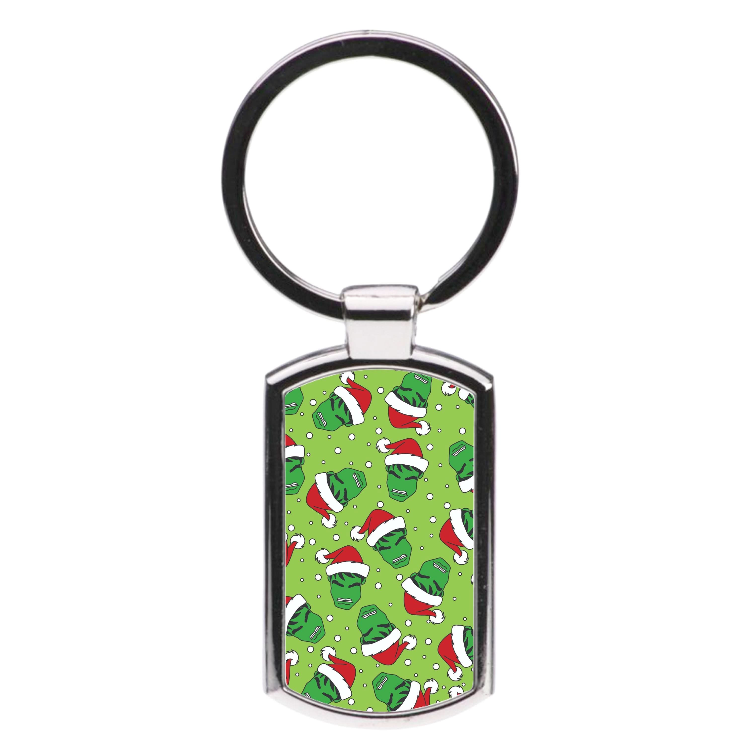 Green Christmas Pattern Luxury Keyring