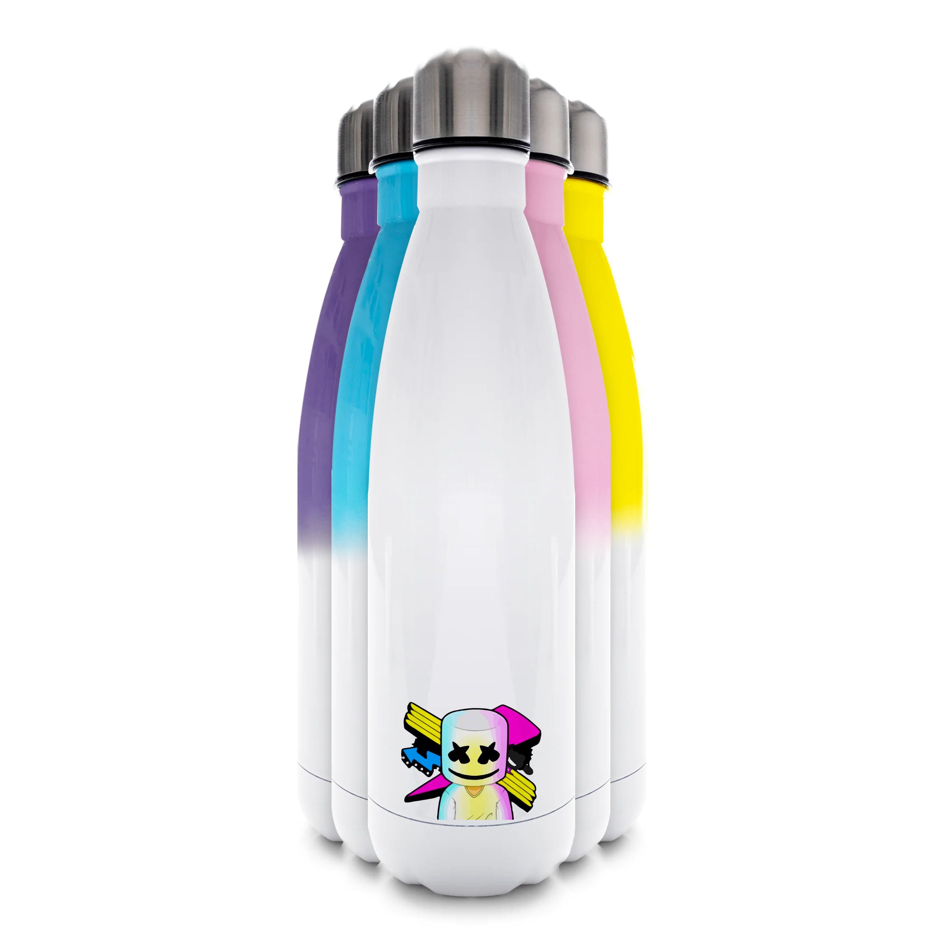 Neon Logo White Helmet DJ Water Bottle