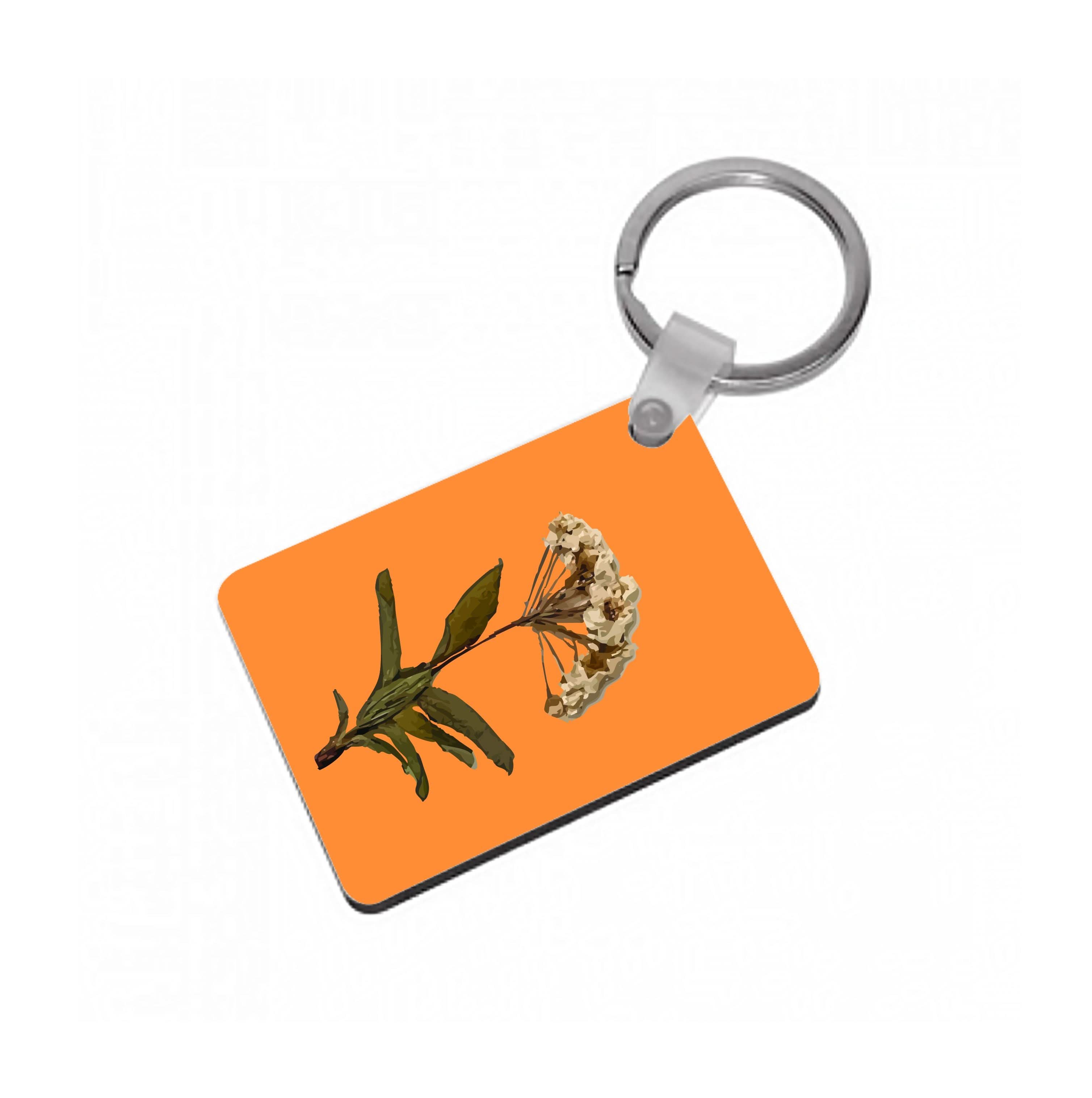 Bright Orange Pressed Flower Keyring