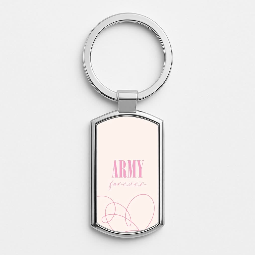 Army Forever Pink Silver Metal Keyring