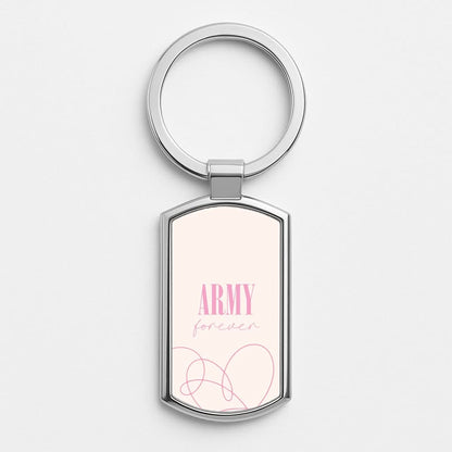 Army Forever Pink Silver Metal Keyring