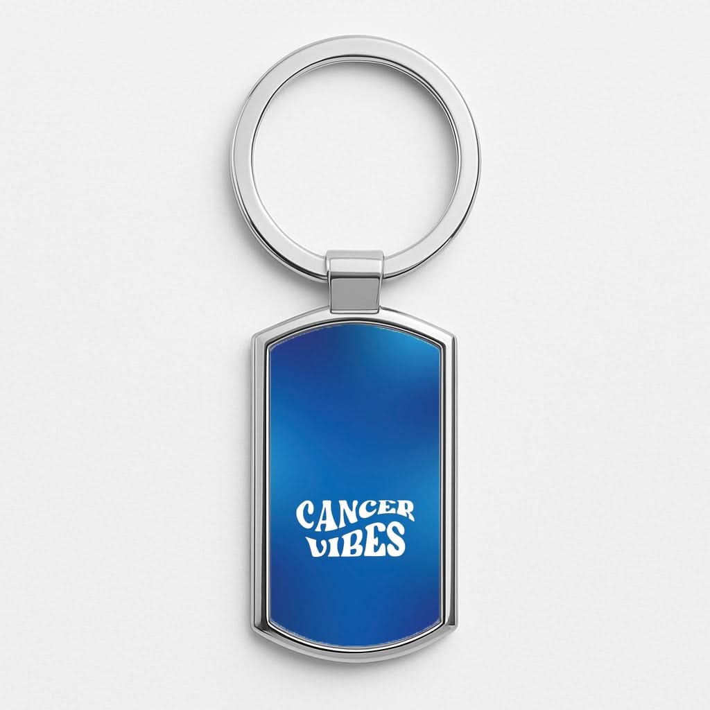 Cancer Vibes Gradient Zodiac Silver Metal Keyring