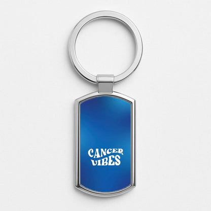 Cancer Vibes Gradient Zodiac Silver Metal Keyring