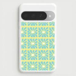 Square Abstract Flowers Blue Google Pixel 10 Pro XL Case