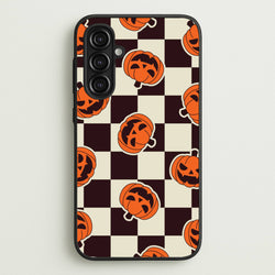 Pumpkin Stickers Checkered Pattern Galaxy A16 Case