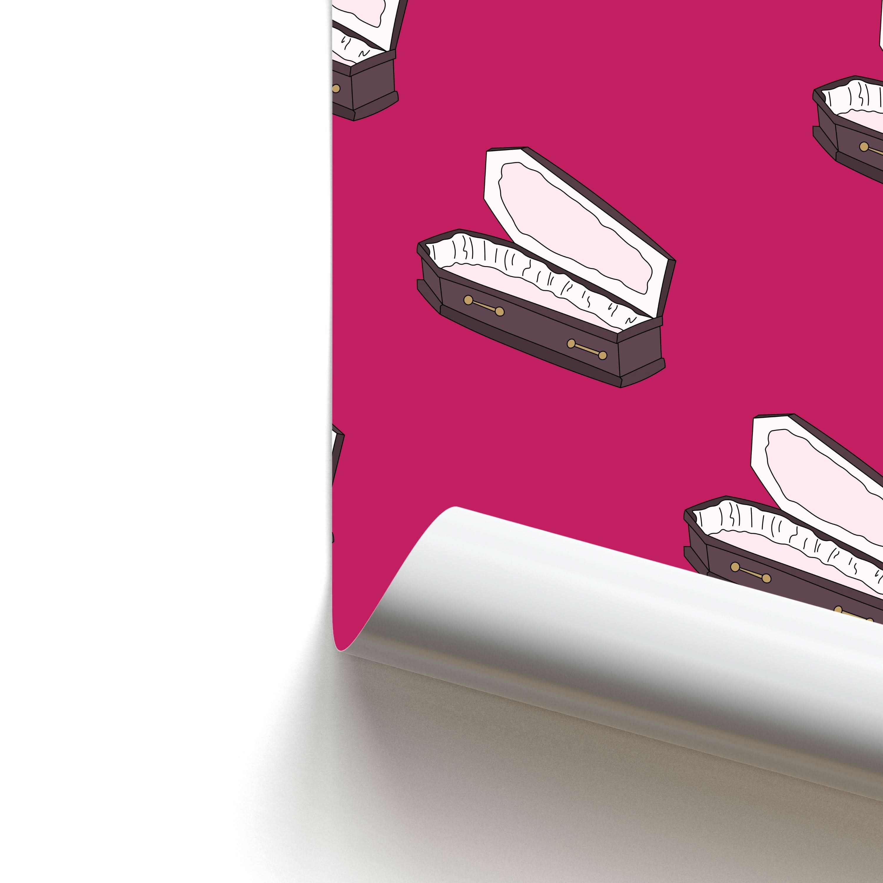 Bright Pink Coffin Pattern Poster