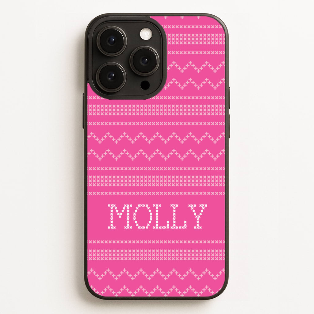 Personalised Christmas Jumper Pink Phone Case