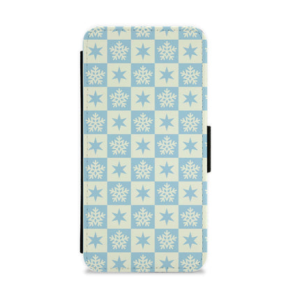 Snow And Star Pattern Flip / Wallet Phone Case