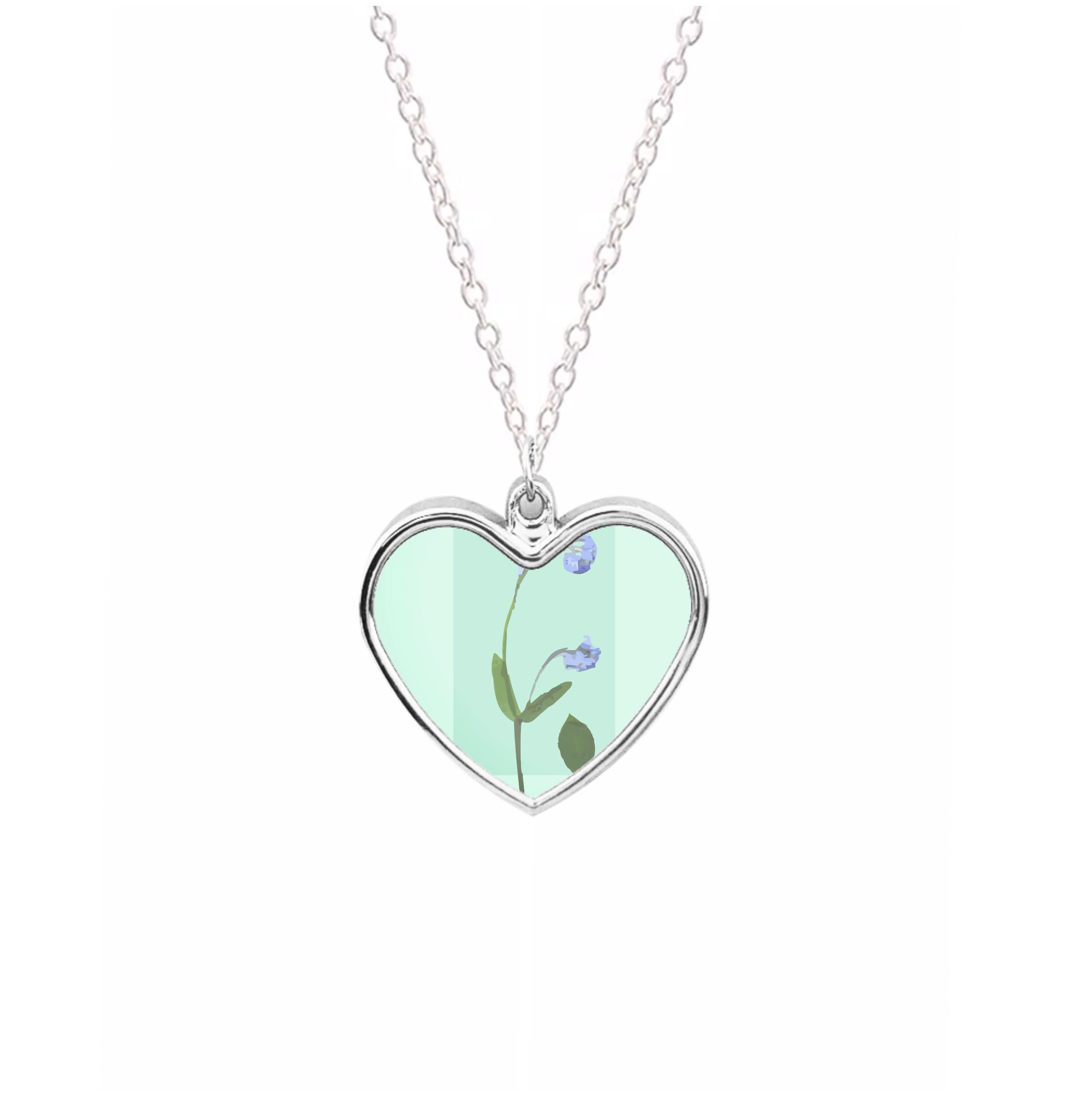 Abstract Blue Pressed Flower Necklace