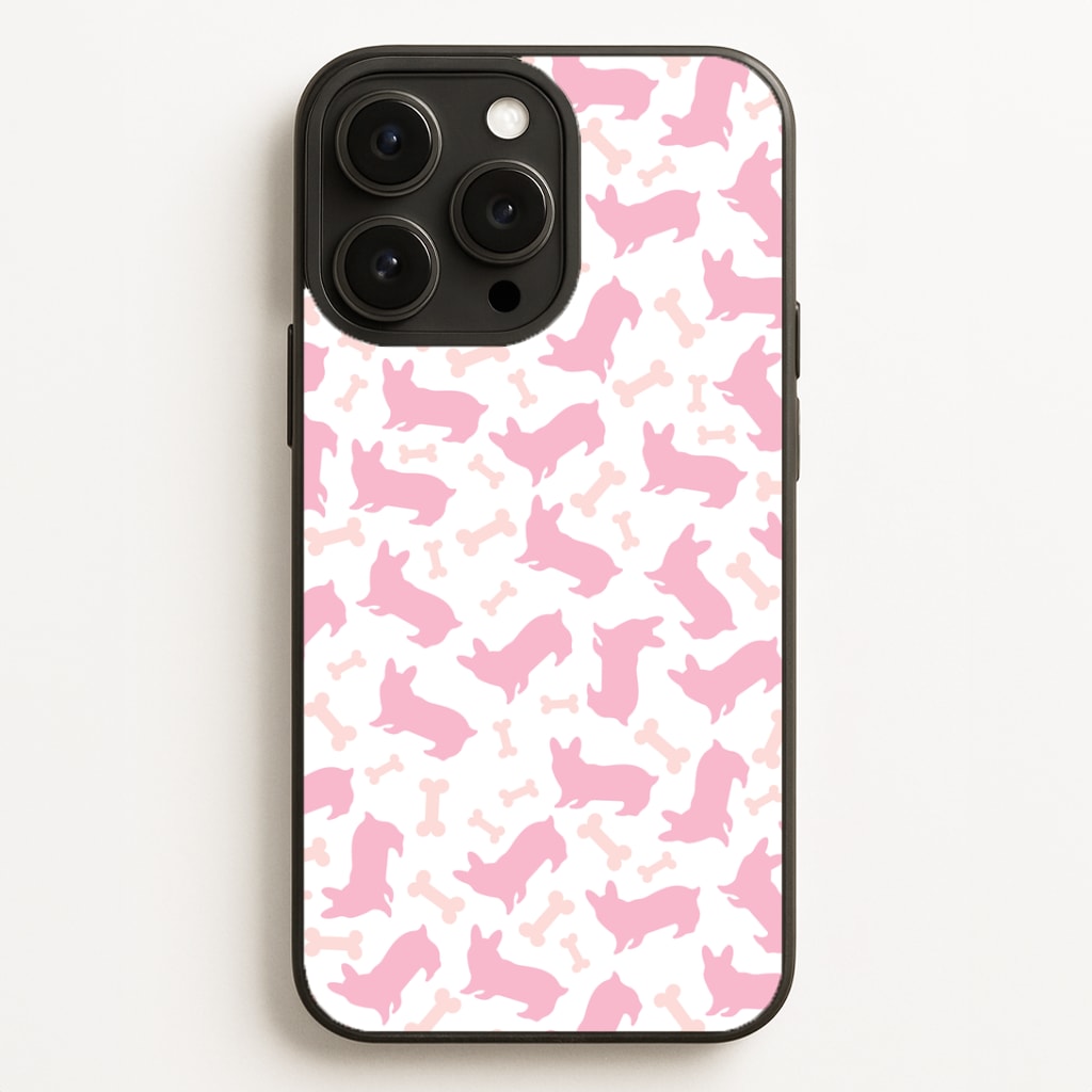 Pink Corgi Silhouette Pattern Phone Case for iPhone, Samsung Galaxy and Google Pixel