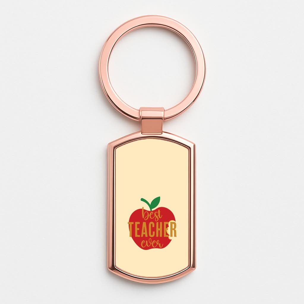 Apple Best Teacher Ever Rose Gold Keyring