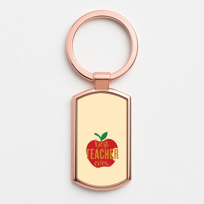 Apple Best Teacher Ever Rose Gold Keyring